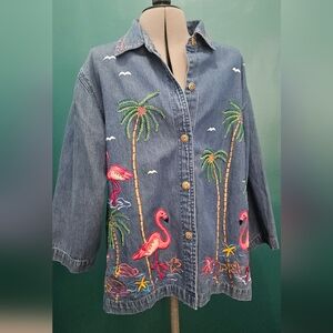 New Directions Embroidered Blue Denim Jacket